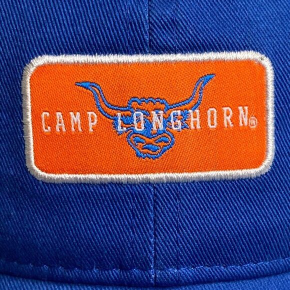 NWT Blue Adjustable Baseball Cap Hat with Camp Longhorn Patch - Picture 2 of 5